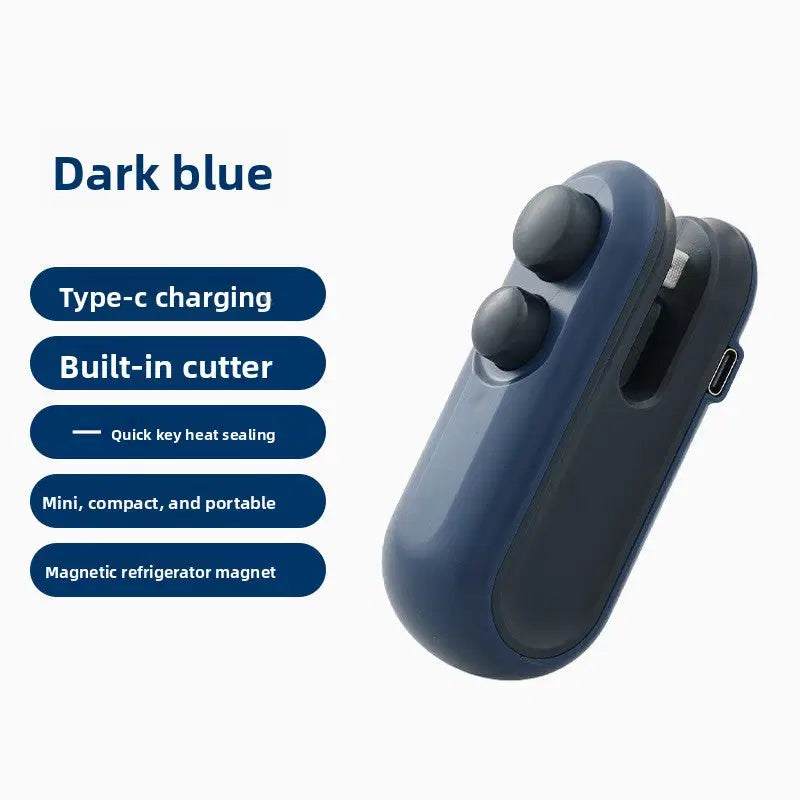 Dark blue device with features listed on a white background