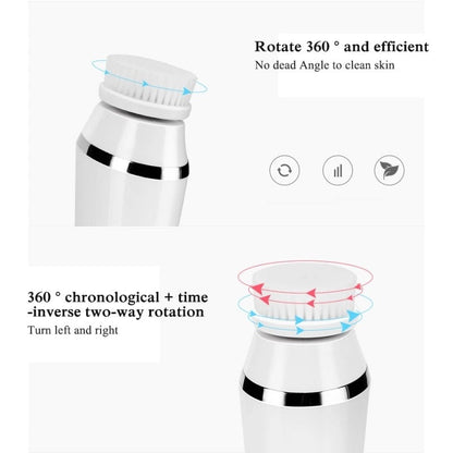 Multifunctional Electric Facial Cleansing Brush with 4 Heads