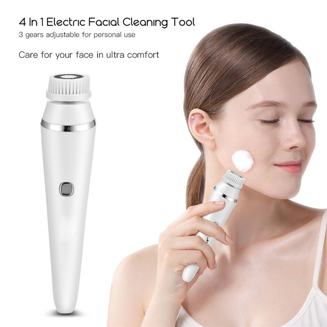 Multifunctional Electric Facial Cleansing Brush with 4 Heads
