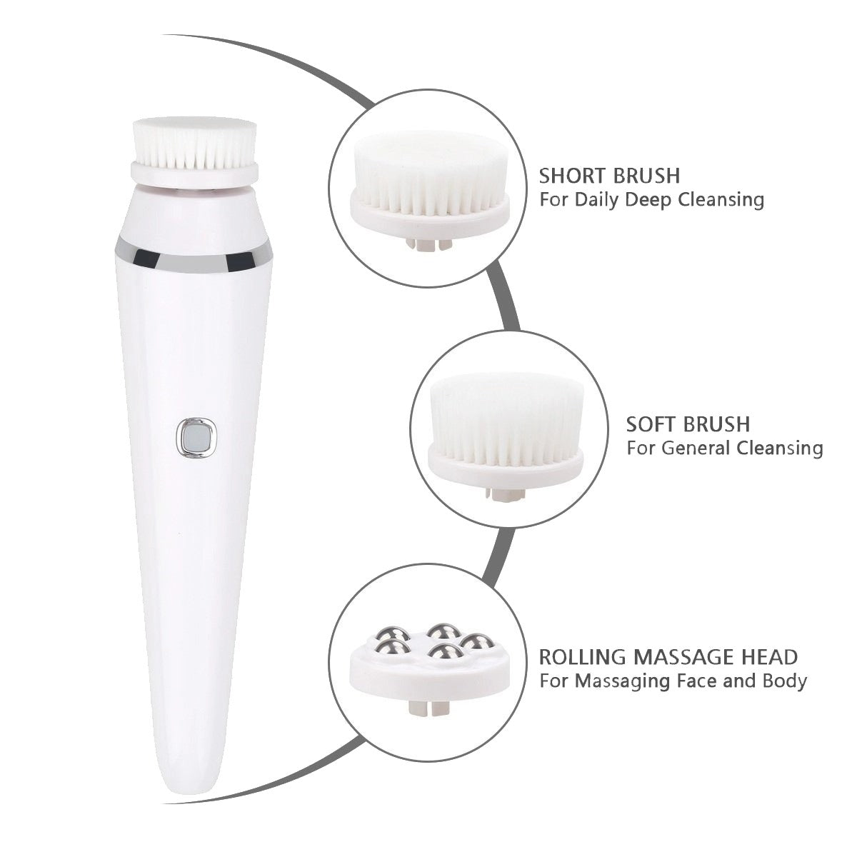 Multifunctional Electric Facial Cleansing Brush with 4 Heads