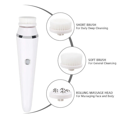 Multifunctional Electric Facial Cleansing Brush with 4 Heads